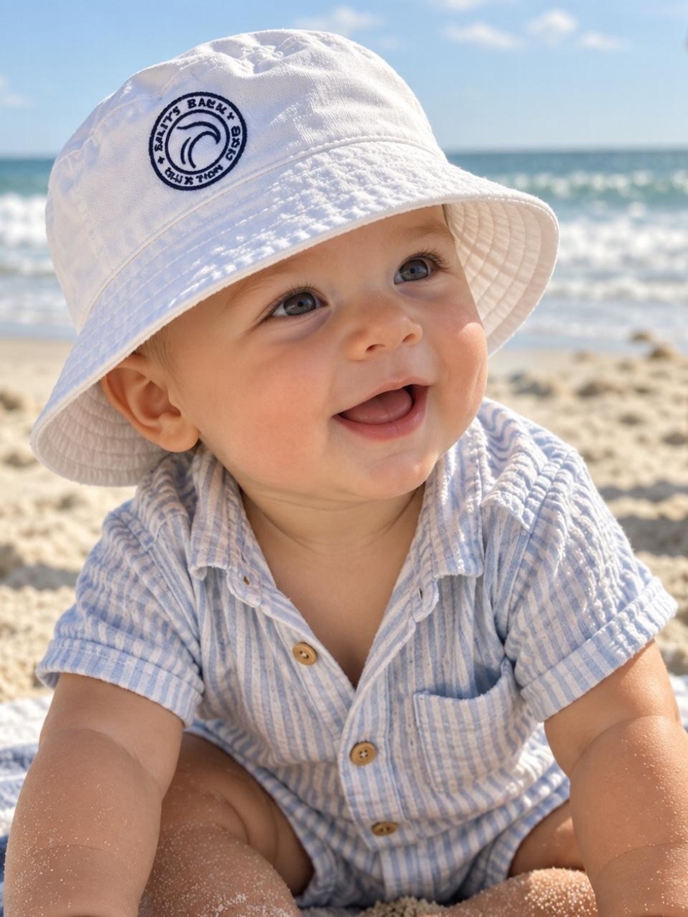 Binky Bro Toddler White Bucket Hat - Sun Hat for Kids